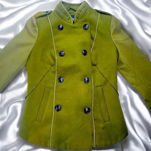 Army green double-breasted tapered military blazer suit jacket - Picture 4 of 10